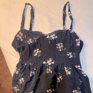 Hollister crop tank top. Black with white flowers. Adjustable straps.